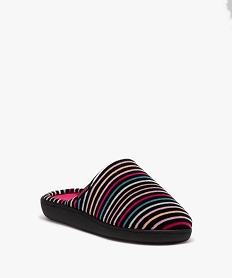 chaussons femme mules en velours a rayures colorees - isotoner multicoloreE013901_2