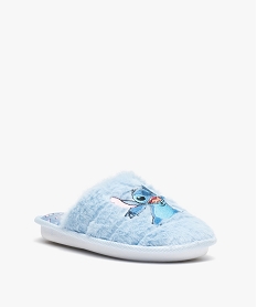 chaussons femme mules plates a poils doux stitch - disney bleuE014201_2