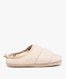 GEMO Chaussons femme mules plates unies en sherpa effet matelassé Beige