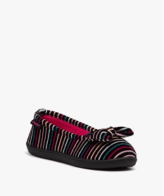 chaussons femme ballerines en velours avec rayures colorees - isotoner multicoloreE015001_2