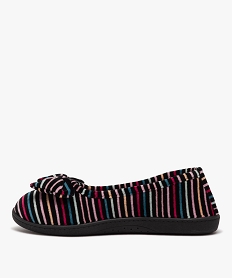 chaussons femme ballerines en velours avec rayures colorees - isotoner multicoloreE015001_3