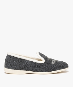 GEMO Chaussons femme pantoufles confort en feutrine brodée gris standard