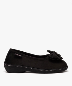 GEMO Chaussons femme ballerines en velours uni détail noeud - Isotoner Noir