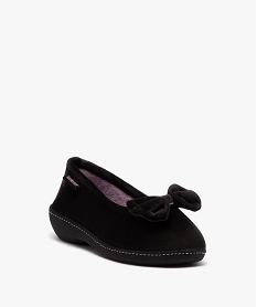 chaussons femme ballerines en velours uni detail noeud - isotoner noirE015801_2