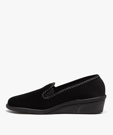 chaussons femme pantoufles compensees en velours brode noir standardE015901_3