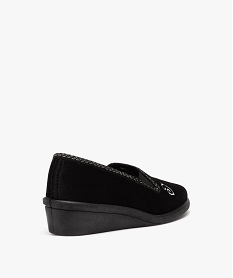 chaussons femme pantoufles compensees en velours brode noir standardE015901_4