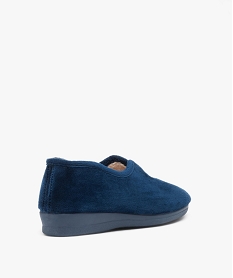 chaussons femme pantoufles en velours uni a semelle compensee bleuE016101_4