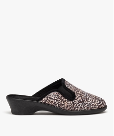 chaussons femme mules confort compensees a motif leopard imprimeE016701_1