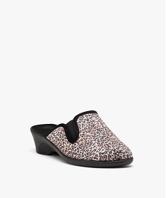 chaussons femme mules confort compensees a motif leopard imprimeE016701_2