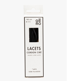 GEMO Lacets ronds cirés 150 cm (lot de 2) Noir