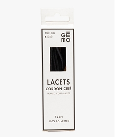 GEMO Lacets ronds cirés 150 cm (lot de 2) noir standard