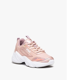 baskets fille unies a semelle epaisse avec details brillants  - fila rose basketsE022601_2