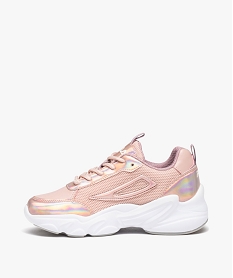 baskets fille unies a semelle epaisse avec details brillants - fila rose basketsE022601_3