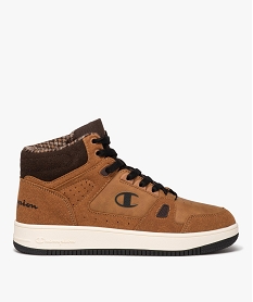 GEMO Baskets garçon mid-cut en suédine avec col matelassé - Champion marron vif