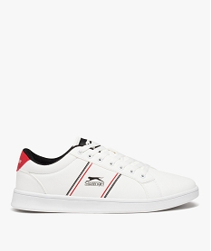 GEMO Baskets homme rétro à lacets et bandes colorées - Slazenger blanc chine