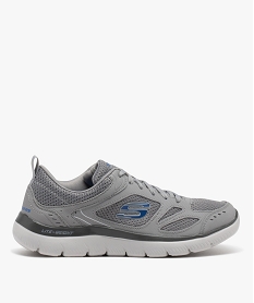 GEMO Baskets homme unies détails en mesh - Skechers Gris