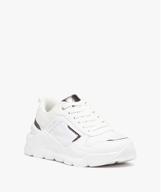 baskets femme a semelle epaisse en mesh tisse - kappa blancE028001_2