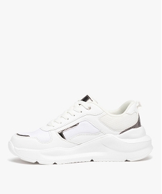 baskets femme a semelle epaisse en mesh tisse - kappa blancE028001_3