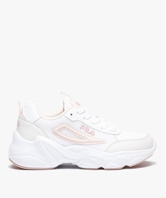 GEMO Baskets femme bi-matières à lacets - Fila Blanc