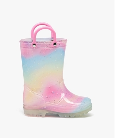 GEMO Bottes de pluie bébé fille à paillettes avec anses Rose