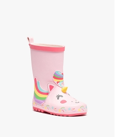 bottes de pluie fille en caoutchouc fantaisie licorne rose bottes de pluiesE029401_2