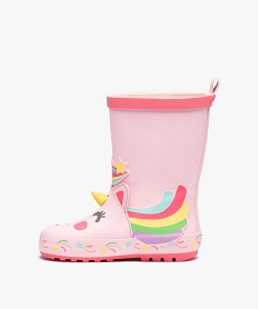 bottes de pluie fille en caoutchouc fantaisie licorne roseE029401_3