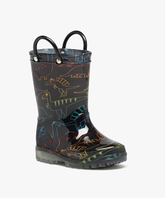 bottes de pluie garcon a motifs dinosaures avec anses noir standardE029501_2