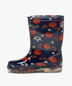 bottes de pluie garcon motifs sport a semelle crantee transparente bleuE029801_3