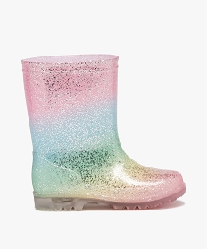 bottes de pluie fille arc en ciel a paillettes multicolore bottes