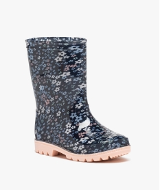 bottes de pluie fille avec imprime a fleurs bleu bottes de pluiesE030301_2