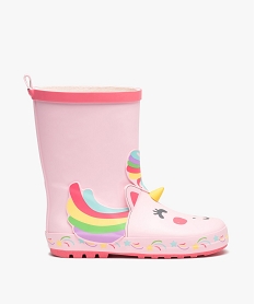 GEMO Bottes de pluie fille en caoutchouc forme licorne rose standard