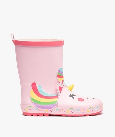 bottes de pluie fille en caoutchouc forme licorne roseE030401_1