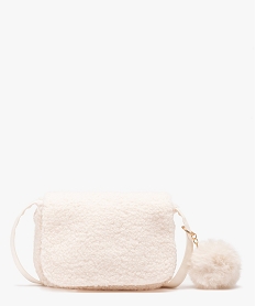 sac bandouliere demi-lune en sherpa a pompon fille blanc chineE032001_1