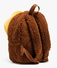 sac a dos en maille sherpa avec broderie dinosaure garcon orangeE033301_2