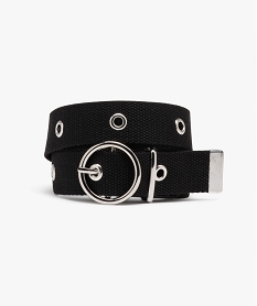 ceinture sangle avec oeillets metalliques et boucle ronde fille noir standardE033501_1