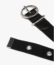 ceinture sangle avec oeillets metalliques et boucle ronde fille noirE033501_2
