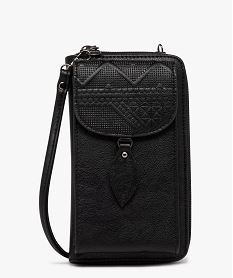 pochette porte-feuille avec bandouliere amovible femme noir standard porte-monnaie et portefeuillesE033901_4