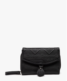 portefeuille compact avec pampille feuille femme noir standardE035201_1