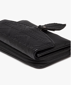 portefeuille compact avec pampille feuille femme noir standardE035201_2