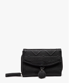 portefeuille compact avec pampille feuille femme noir porte-monnaie et portefeuillesE035201_4