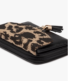 portefeuille compact avec rabat imprime femme noir porte-monnaie et portefeuillesE035301_2