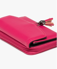 portefeuille compact avec pampille femme rose porte-monnaie et portefeuillesE035401_2