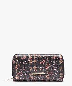 portefeuille a motifs fleuris multi-compartiments femme noir standard porte-monnaie et portefeuillesE035601_1