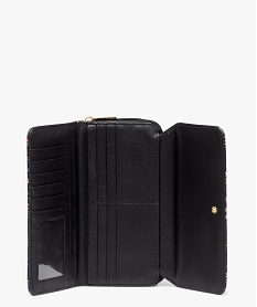 portefeuille a motifs fleuris multi-compartiments femme noir porte-monnaie et portefeuillesE035601_3