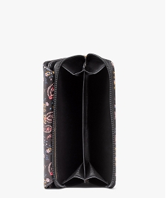 portefeuille a motifs fleuris multi-compartiments femme noir porte-monnaie et portefeuillesE035601_4
