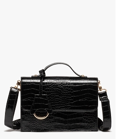 sac a main verni motif animal en relief a bandouliere amovible femme noir standardE036401_1