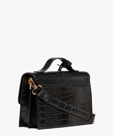 sac a main verni motif animal en relief a bandouliere amovible femme noir standardE036401_2