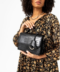 sac a main verni motif animal en relief a bandouliere amovible femme noir sacs a mainE036401_4