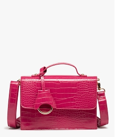 sac a main verni motif animal en relief a bandouliere amovible femme rose standardE036501_1