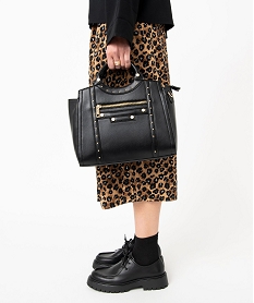 sac a main avec clous et bandouliere amovible femme noir sacs a mainE036601_4